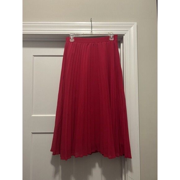 Women’s A New Day Target Hot Pink Pleated Midi Skirt Size Medium Romantic Modest - Picture 1 of 6